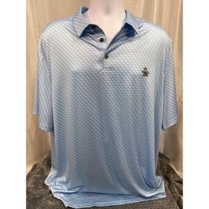 Original Penguin Mens XXL Blue Geometric Cube Print Golf Polo Shirt Short Sleeve